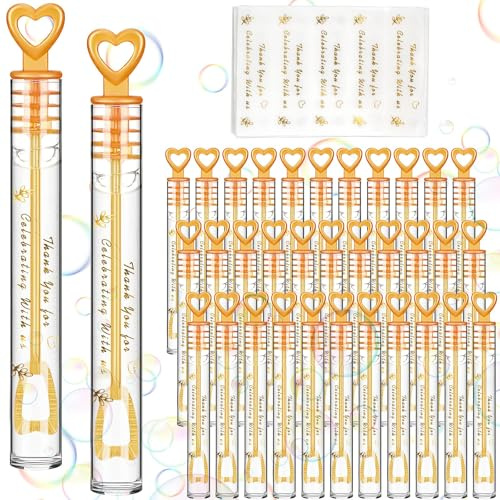 100 Pack Mini Bubble Wands for Wedding Guests, Heart Pocket Bubbles Multipack, Wedding Bubble Favors & Party Favors for Celebrations