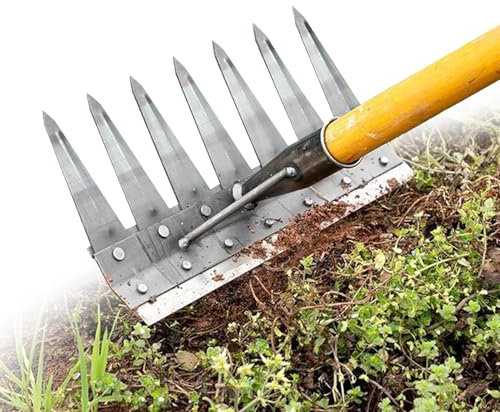 Désherbeur Manuel utilisable des Deux côtés - Râteau Manuel Amovible Multifonction pour enlever Les Mauvaises Herbes dans Le Jardin, la Cour et Le