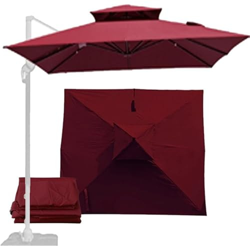 BLGVGKLPNT Auvent de Rechange pour Déporté Parasol de Terrasse, 3 x 3 m, 2.5 x 2.5 m Auvent de remplacement pour parasol de 8 baleines,Carré Toile de Rechange (Bordeaux,2.5×2.5M(8.2ft×8.2))