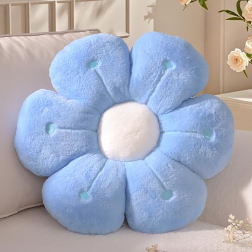 Yhoelata Cojin Flor Azul, Cojín de Suelo Estético para Habitación, Cojines Sofa, Cojines Cama Decoración de Dormitorio, Decoración de Habitación Infantil, 40 cm