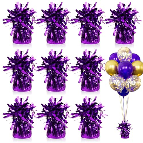 Niuny Pesetti per Palloncini Pesi per Palloncini ad Elio 10 pcs Peso per Palloncinis con Lamina Metallica 170g/Pcs Riutilizzabili per Compleanno Feste Celebrazioni Decorazione (Viola)
