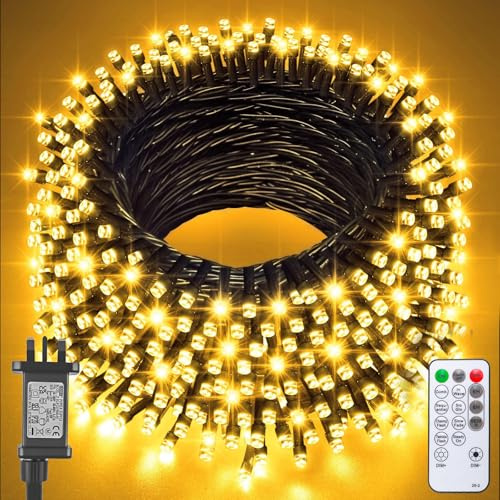 Jsdoin Christmas Tree Lights Plug in,40m 400 LED Outdoor Fairy Light Mains Powered, Waterproof Warm White String Light with Remote/8 Modes/Timer for Outside Indoor Garden Bedroom Decorations