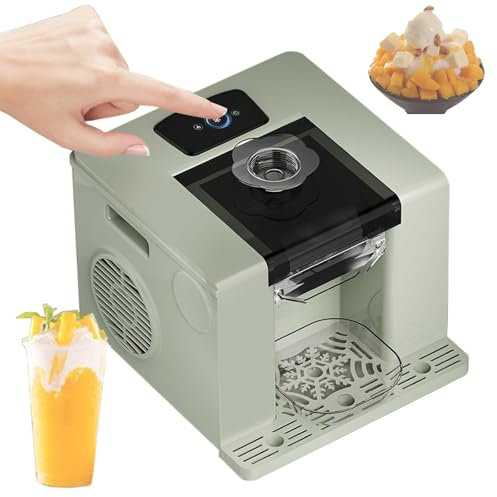 VFMVOYNZ Macchina per Ghiaccio a Fiocco di Neve, tritaghiaccio Commerciale da 280 W, 60 kg/24 Ore, Cono di Ghiaccio tritato con Contenitore da 750 ml, tritaghiaccio Elettrico per Dessert(Green)