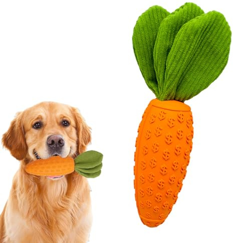 Whcctl Gummi Karotte Spielzeug, Hundespielzeug Unzerstörbar, Kauspielzeug Hund Unzerstörbar, Hundespielzeug Quietschend, Hund Kauspielzeug, Welpe Zahne Spielzeug, für Alle Rassengrößen, Zahnreinigung