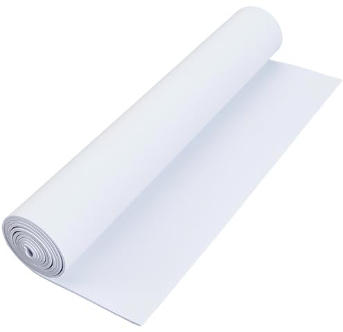CABODYALS Rollo de Espuma EVA Blanca de 1.2 m Y 2mm de Grosor, Hojas Hinchadas para Bordado 3D, Tableros de Espuma Rectangulares, Núcleo de Papel, Póster para Hornear, Lámina Ligera para Presentacione
