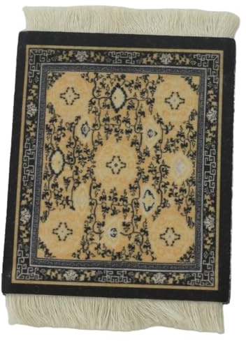 Blausky 1 sottobicchiere in feltro da 9 x 11 cm, in stile persiano per bicchieri, antiscivolo, retrò, con nappa, per casa, ristorante, ufficio, bar, tavolo da pranzo, nero, B