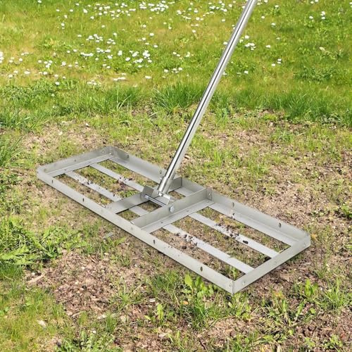 Lawn Leveling Rake 36 Rack with Adjustable 72'' Handle Length, Stainless Steel Leaf Rack Yard Leveling Rake, Easily Assembly, Heavy-Duty Lawn Tools for Compost Sand Peat Moss Soil