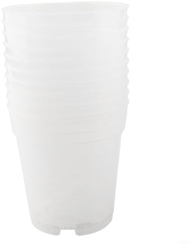 Yhenlovtt Macetas transparentes con agujeros de drenaje, juego de 10 macetas de plástico transparente para jardinería, invernadero, trasplante, suculentas, hierbas, orquídeas (5.2 pulgadas)