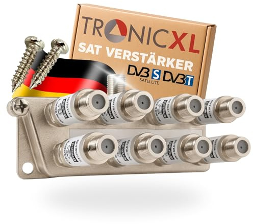 TronicXL Répartiteur satellite 8 voies 160 dB I Répartiteur d'antenne souple DVB-S2 DVB-T2 souple avec amplificateur d'antenne pour amplificateur de signal HDTV 3D 4K pour une bonne réception