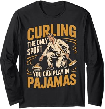 Play in Pajamas Ice Sweeping Rock Stone Sliding Curling Long Sleeve T-Shirt