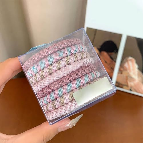 Knekkies Haargummi Original, 8 Stück Haargummis Damen Mehrfarbigen,Accessoire Mode Elastisch Geflochtene Hair Ties, Haargummi Mädchen für Dickes Haar und Lockiges Haar (B)