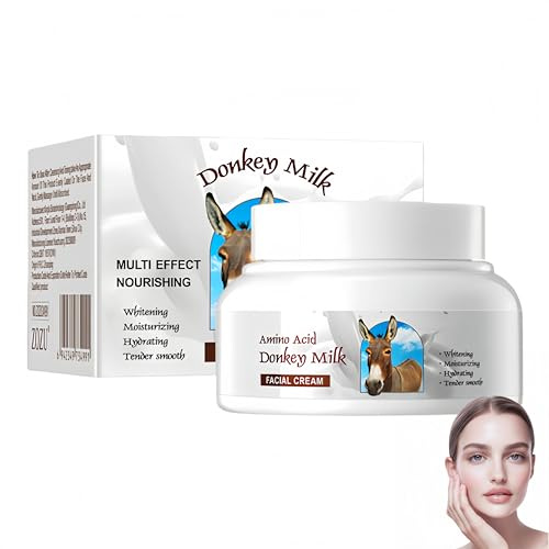 Crème au lait d'ânesse,Lait corporel bio,Crème hydratante visage femme,visage pour femme,Hydratation et fermeté naturelles,Éclaircit le teint,Convient à tous les types de peau. (1Pièce)