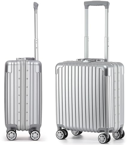 VATILIN 16 Inch Underseat Carry On Luggage Airline Approved with Wheels, Personal Item Zipperless Aluminum Frame Hard Shell Lightweight Small Suitcases with TSA Lock for Business Travel for,Silver