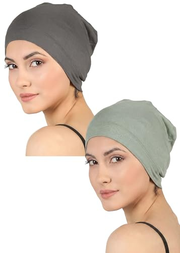 Deresina Bambus Chemo-Kopfbedeckung für Frauen & Männer – Ultra-weiche, atmungsaktive Schlafmütze bei Alopezie & Haarausfall, leichte Beanie für Tag & Nacht (Salbei-Kohle - Einheitsgröße)