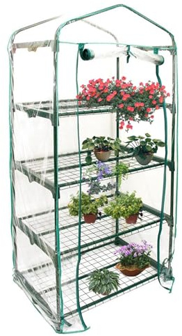 Copertura per serra per piante invernali, pannello porta con cerniera, materiale PVC trasparente, dimensioni 69 x 49 cm, altezza 126-187 cm, foglio trasparente resistente per la protezione delle
