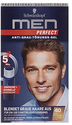 Schwarzkopf Men Perfect Anti-Grau Tönungs-Gel Stufe 2, 40 Natur Dunkelblond, 1 Stück, 80ml