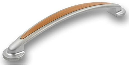SIRO Möbelgriff Warendorf, Design, Druckguss - Kunststoff chrom matt bedruckt erle, 185 mm x 30 mm x 25 mm, LA 160 mm, 931-185ZN2DB1