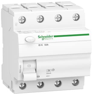 Schneider Electric A9Z01463 Acti 9 interruttore di corrente residua ID K, 4P, 63A, 30mA, tipo A, 63 Ampere