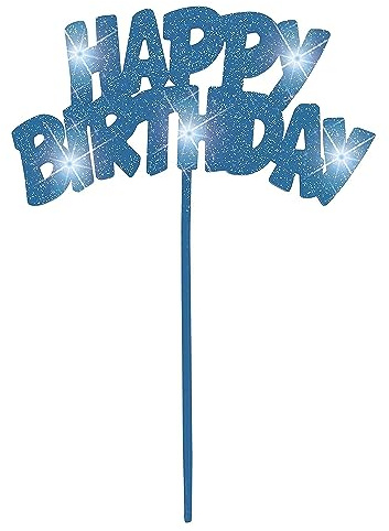 Unique Party 90878 - Blue Flashing Happy Birthday Cake Decoration