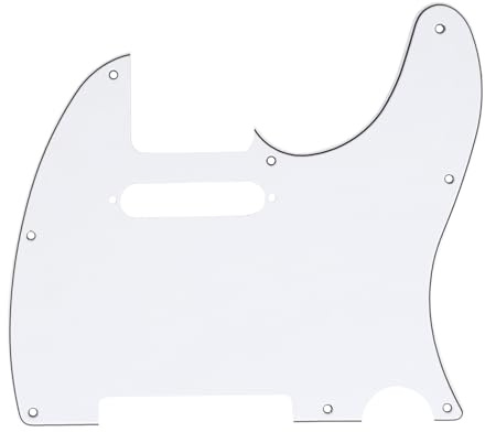 Musiclily 8 Fori Tele Battipenna Pickguard per Chitarra Elettrica Fender USA/Messico Telecaster Standard Stile Moderno,3 strati Bianco