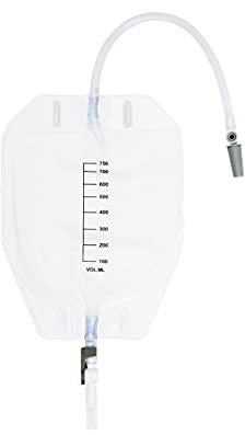 1pc Pack of Catheter Leg Bag 750ml Capacity with Long Tube (25cm) with Fabric Back Comfort, Easy Drain Lever Tap. Compatible with Catheter Leg Bag Holder and Straps, Catheter Night Bag, Urine Bags