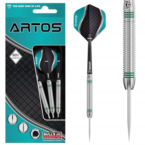 Artos Steel Dart, der Pro-Dart ohne viel Schnik-Schnak. Dartset mit 3 Dartpfeile aus 80 % Tungsten (Wolfram) mit einfach guten Flugeigenschaften. Designed in Mint, Rot & Kupfer