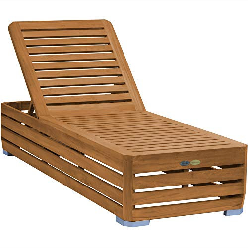 Teako Design Lettino da giardino Picardie in legno massiccio non trattato, resistente alle intemperie, in legno di teak