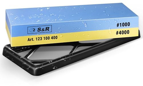 S&R Pietra per Affilare Coltelli Affilacoltelli Professionale per Coltelli Forbici Cesoie Scalpelli Grana 1000/4000