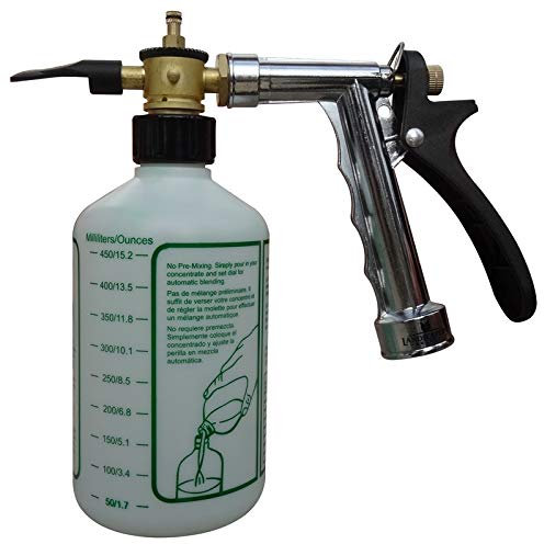 Rocky Mountain Goods Hose Sprayer Attachment with Bottle - for Spraying Fertilizer, Soap, Pesticide, Chemical, Insecticide - Dilution Mix Adjuster - Nozzle Angle Adjustment for Trees/Garden