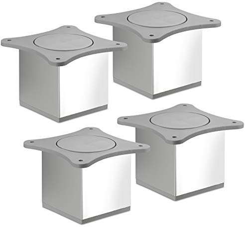 SOTECH 4 Piezas Pie de Mueble Quebec II 70 mm 65 x 65 mm Cromo Pulido Pie | de Fabricado de Aluminio