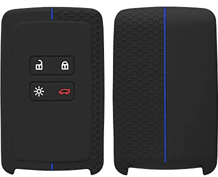 kwmobile Schlüsselhülle für Renault 4-Tasten Smartkey Autoschlüssel (nur Keyless Go) Hülle - Autoschlüssel Schlüssel Hülle aus Silikon - Schlüsseletui in Schwarz Blau