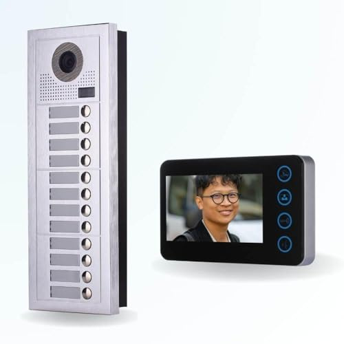 BT Security Portier interphone vidéo Modern 2 Fils - 12 Appartements - 12 écrans Noirs