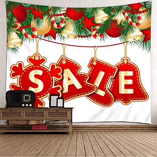 Banemi Balkon Deko Weihnachten, Sale Schneeflocken Weihnachtsbaumsocken Weihnachtsglocke Grün Rot Gold Weiß Polyester Gobelin 200X200cm