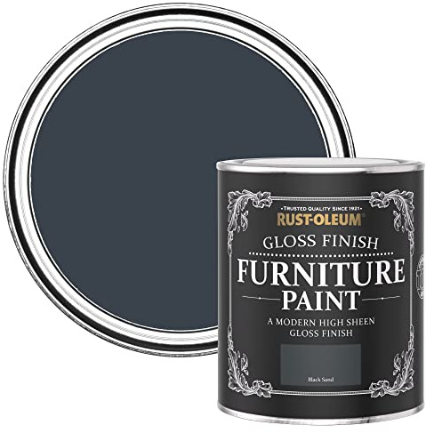 Rust-Oleum Black Furniture & Skirting Board Paint in Gloss Finish - Black Sand 750ml