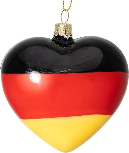 SIKORA Deutschland Herz besondere Weihnachtskugel Glas Christbaumschmuck Deko Figur Weihnachten Anhänger Ornament - Trend Line - BS525