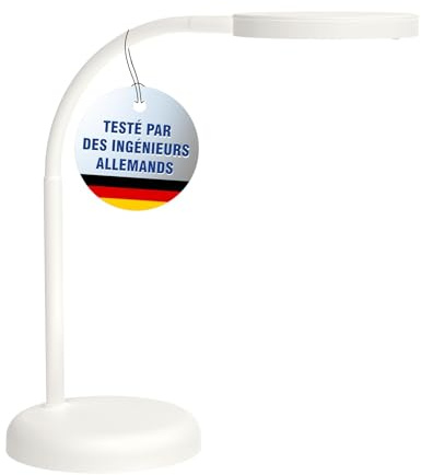 MAUL Schreibtischlampe LED MAULjoy | Kleine Schreibtischlampe mit Standfuß | Moderne Tischlampe für Schreibtisch, Büro | Flexible Lampe mit 3000K warmweißem Licht | Weiß