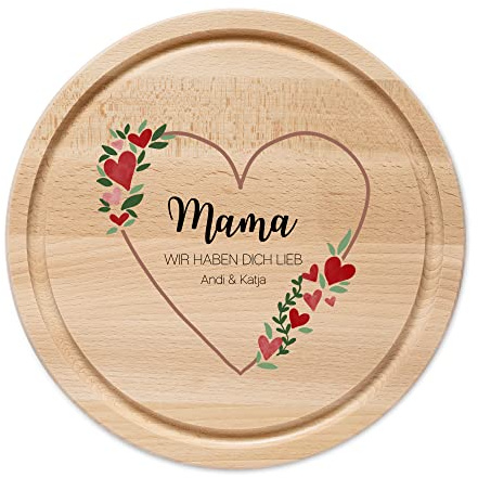 Wunderwunsch Frühstücksbrettchen, Holzbrett personalisiert rund mit Gravur | Holzbrettchen mit Namen, Schneidebrett, Geschenk für Papa, Mama, Brettchen, Frühstücksbrett, Frühstücksbretter