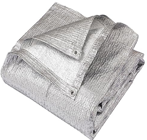 95% Sun Block Heavy Duty Aluminum Foil Shade Cloth with Grommets,8ft x 8ft, Mesh Sun Block Fabric Cover, Canopy, Privacy Screen for Outdoor Patio, Garden, Backyard, Silver