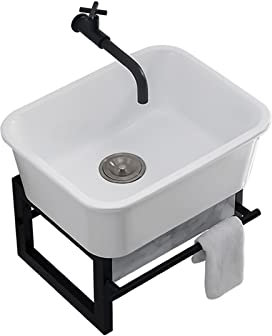 Spülbecken keramik spühlbecken einbauwaschbecken single bowl küchenspüle Freistehende Spülen integrated sink set gewerbespülbecken einbauwaschbecken Geeignet für Bäder, Toiletten ( Color : White , Siz