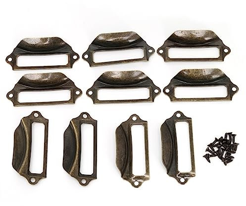 RAJONN Etikettenhalter Ziehgriffe, antikes Messing Etikettenziehrahmen Griff Dateiname Kartenhalter Schrank Schubladengriff (Farbe: Messing, Größe: 50 Stück)