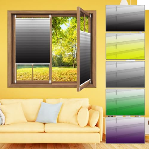Premium Plissee, Faltrollo Jalousie 25 x 120 cm Plissee Rollo Jalousie, Lichtundurchlässig Jalousie ohne Bohren inkl Befestigungsmaterial für Fenster & Tür, Schwarz