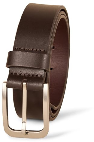 Amazon Essentials Herren Klassischer Jeans-Ledergürtel, Braun, 130