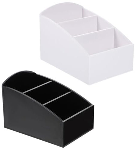 Operitacx 2pcs Tea Storage Boxes, 3-Compartments Acrylic Hotel Sugar Bag Storage Box, Small Desktop Coffee Dispenser Holder for Tea Bags,Sugar, Coffee Station 5inches (‎Black,White)