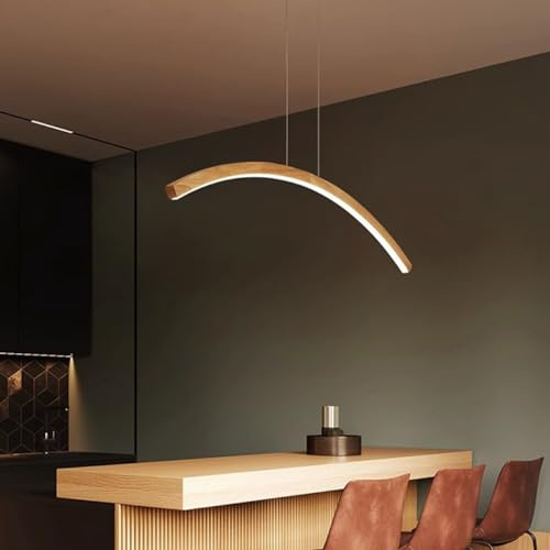Bellastein LED Pendelleuchte Esstischlampe Esstisch Esszimmer Lampen LED Hängelampe Dimmbar Holz Hängeleuchte Wohnzimmer Küche Büro Hängend Leuchte Moderne Kronleuchter mit Fernbedienung (L100cm)