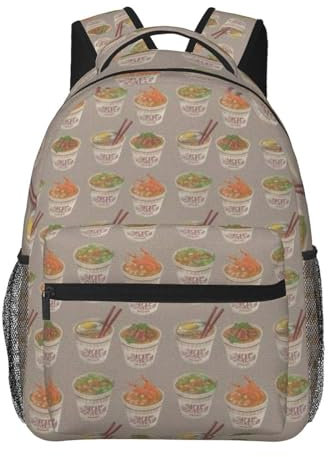 Plagdecna Sac à dos d'école léger et personnalisé, grande capacité, tendance, imperméable, unique, bretelles réglables, Coquetier Noodle Ramen, taille unique