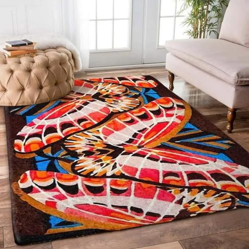 3D Herrliche Lila Blumen, Wunderschöner Schmetterling Kinder Jungen Teppich Dekoration Schlafzimmer Kinderzimmer Wohnzimmer,Modern rutschfest Waschbar Flanell Kinderteppiche 200 X 300 cm -5R4V7U1