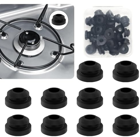 HavaCue 36PCS Pot Holder en Caoutchouc, Pieds en Caoutchouc antirouille, Pieds en Caoutchouc antirouille pour Support de Pot avec boîte, 5mm Tige cuisinière à gaz Camping - Car Couvercle