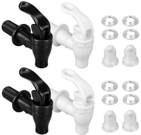 4 grifos para dispensador de bebidas, dispensador de agua universal, dispensador de plástico, grifo de repuesto para recipientes de cristal, vino, café, zumo, cerveza, fuente (negro, blanco)