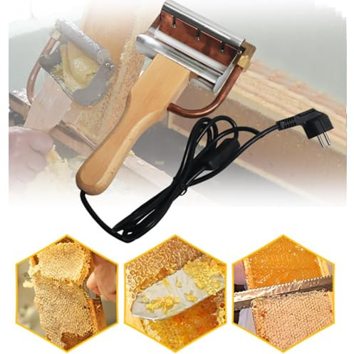 LHQYA Tragbares Honigschleuder-Heizmesser, Honigentdeckungsmesser Aus Edelstahl Mit Isoliertem Griff, Heizt Sich Automatisch Nach 3 Sekunden Auf, Messerlänge: 250 X 50 Mm, Für Imkereiausrüstung