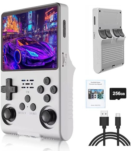 NULA R40S Pro Retro - Console da gioco portatile, con scheda TF da 256 GB, 30.000 giochi, supporta 20 + emulatore, schermo IPS HD da 3,5 pollici, sistema Linux portatile Pocket Arcade